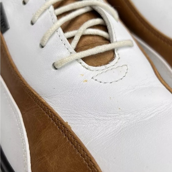 Ecco Womens Classic Leather Gore-Tex Golf Soft Spikes Shoes White/Brown 40/9-9.5 - Picture 4 of 15